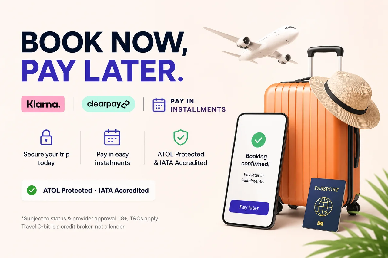 Flexible payment options — £50 per passenger secures your flight seat. ATOL Protected and IATA Accredited.
